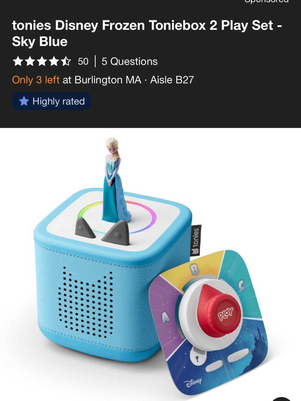 Tonies Disney Frozen Audio Playset - Light Blue